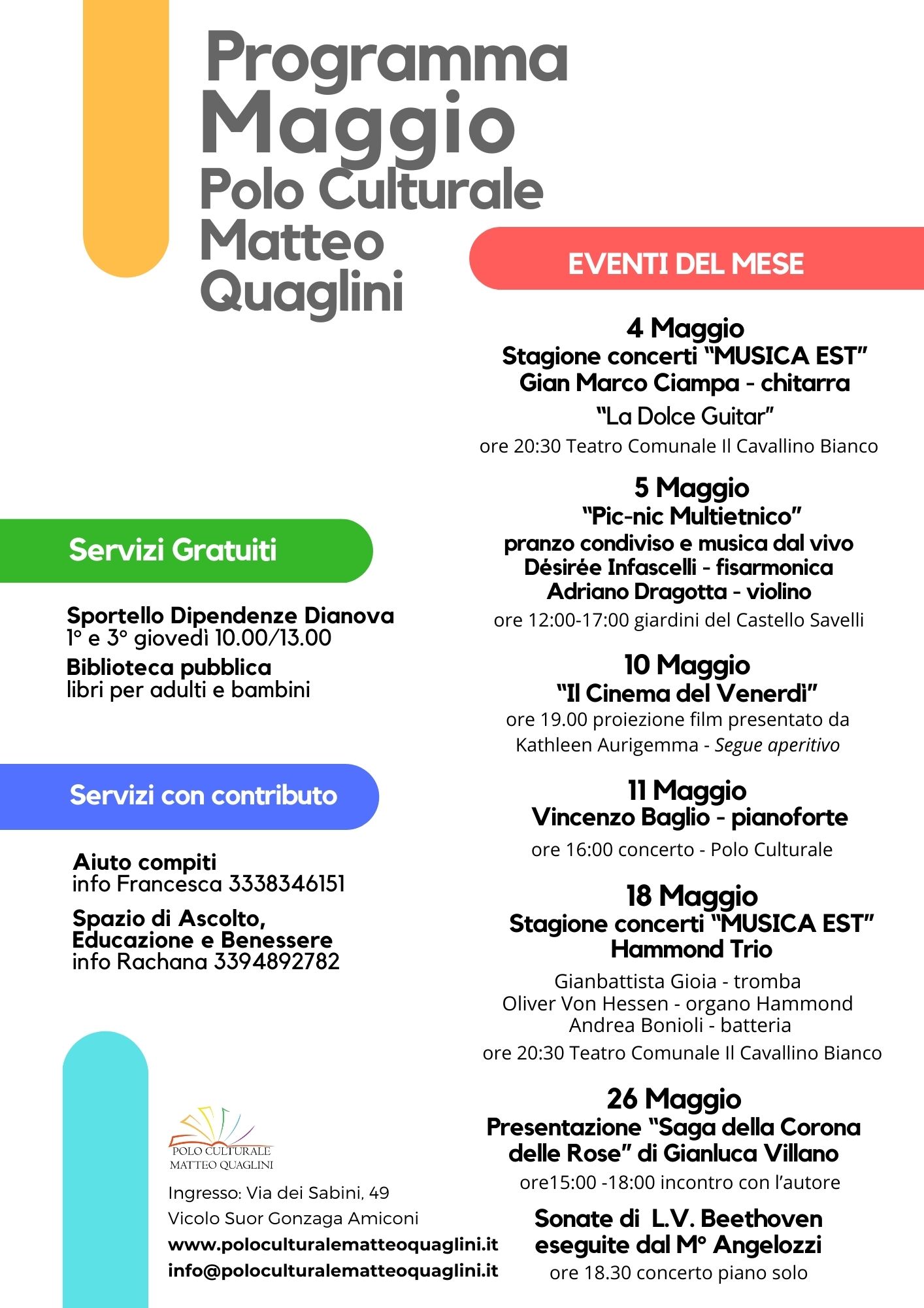 Programma di Maggio: un mese ricco di eventi musicali